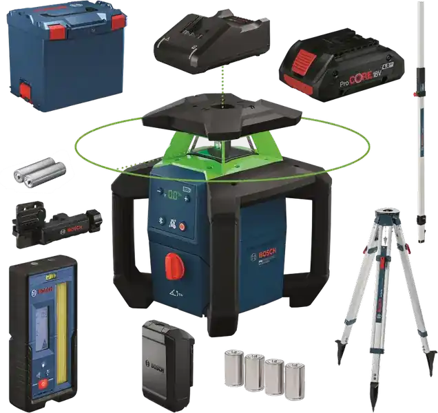 Bosch GRL 18V-4-34 CVG Rotatielaser Compleet Groen 18V 4Ah in L-Boxx - 0615A500DH Direct Beschikbaar