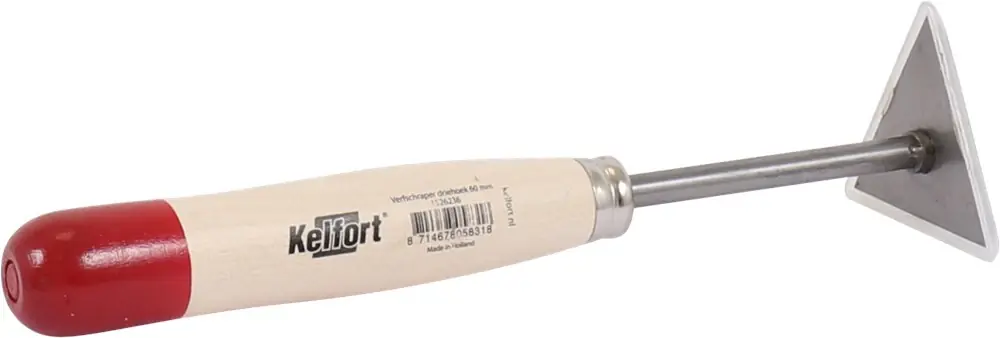 Kelfort VERFSCHRAPER DRIEHOEK 60MM GEHARD STAAL BLAD MET HOUTEN HEFT Hoge Kwaliteit