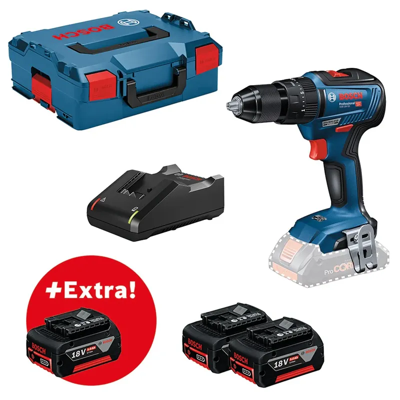 Voordeelprijs Bosch GSB 18V-55 BOORKLOPSCHROEFMACHINE 18V 3X 5.0 AH