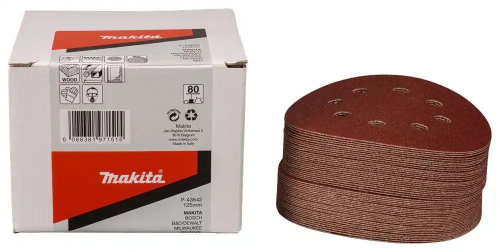 Finale Uitverkoop Makita SCHUURSCHIJF 125MM K80 RED VELCRO