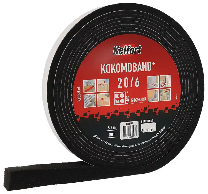 Kelfort KOMOBAND ZWART 20X6 ROL 5.6M Voordeelprijs