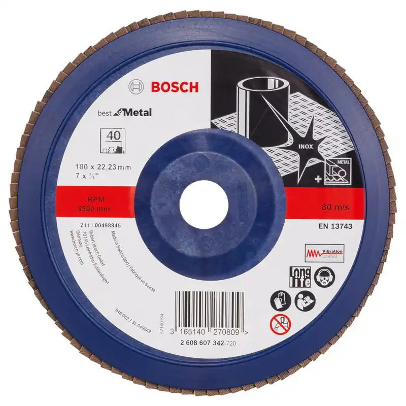 Bosch LAMELLENSCHUURSCHIJF DIAM. 180 MM, KORREL 40, RECHTE UITVOERING Gecertificeerd