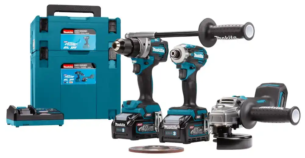 Merkproduct MAKITA DK0125G301 COMBISET 40V IN MBOX 2X 4.0 AH ACCU, SNELLADER