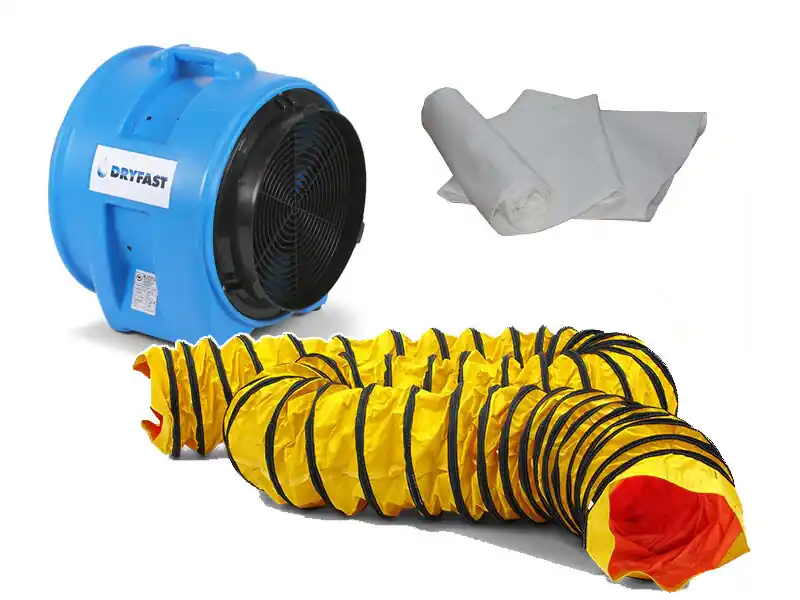 Superprijs Dryfast DAF7500LSAU Stofafzuigset Auxiaal Ventilator met Slang 10m en Stofzak