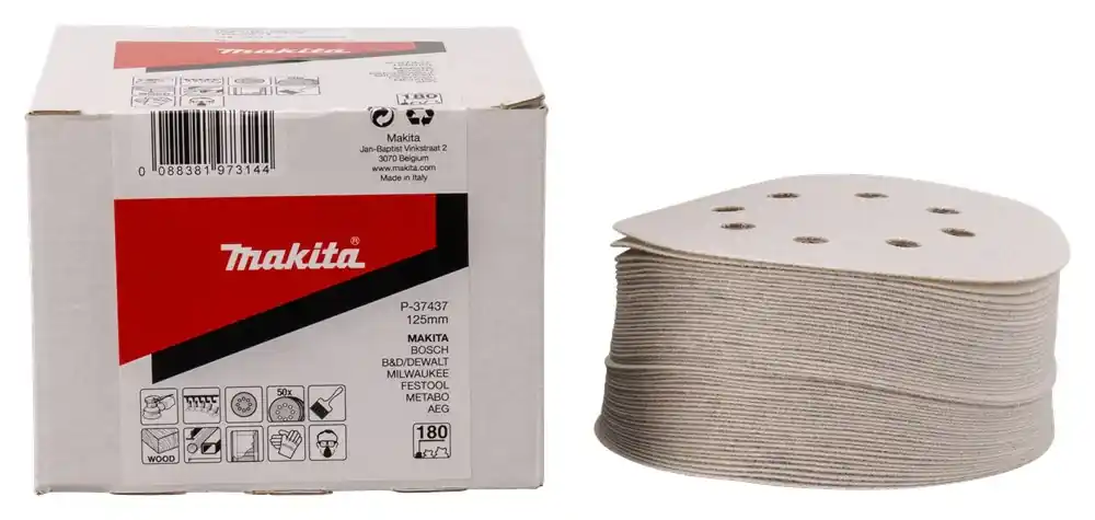 Makita SCHUURSCHIJF 125MM K180 WHITE VELCRO Aanbieding