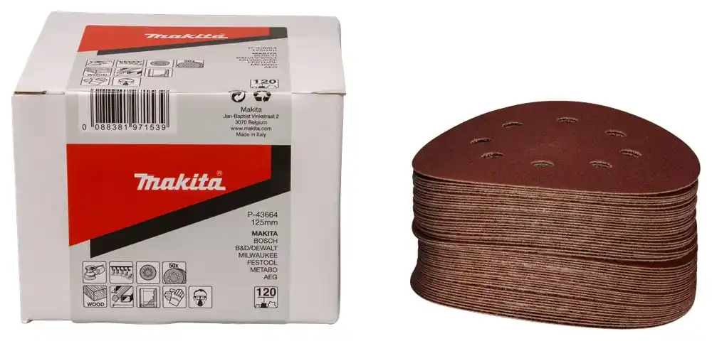Makita SCHUURSCHIJF 125MM K120 RED VELCRO Beperkte Voorraad