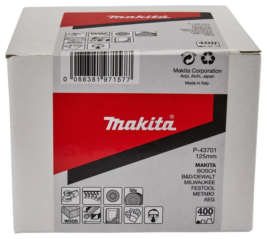 Makita SCHUURSCHIJF 125MM K400 RED VELCRO Lage Prijs