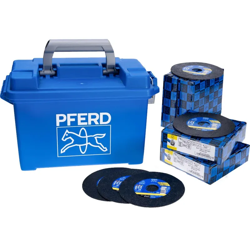 PFERD TOOLS DOORSLIJPSCHIJF STEELOX 125X1,0MM SET - 100 STUKS IN KUNSTSTOF KOFFER Direct Verzonden