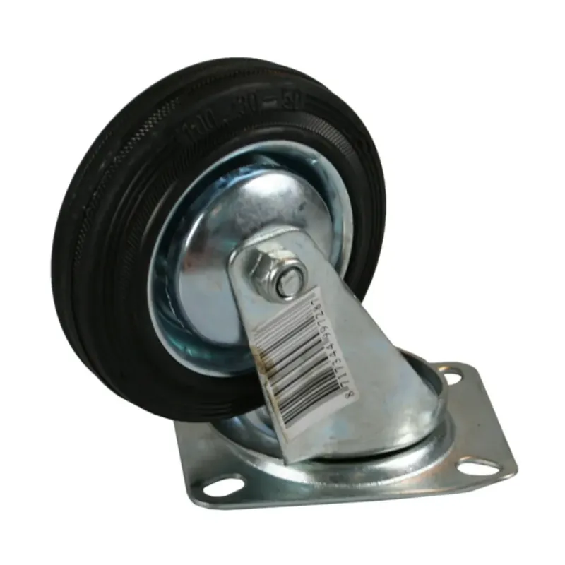 Direct Beschikbaar Zwenkwiel zwart – 200 mm rubber met montageplaat