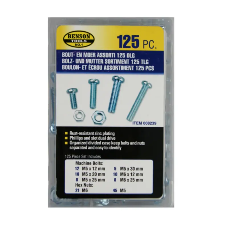 Populair Bout- en Moer Assortiment 125 dlg