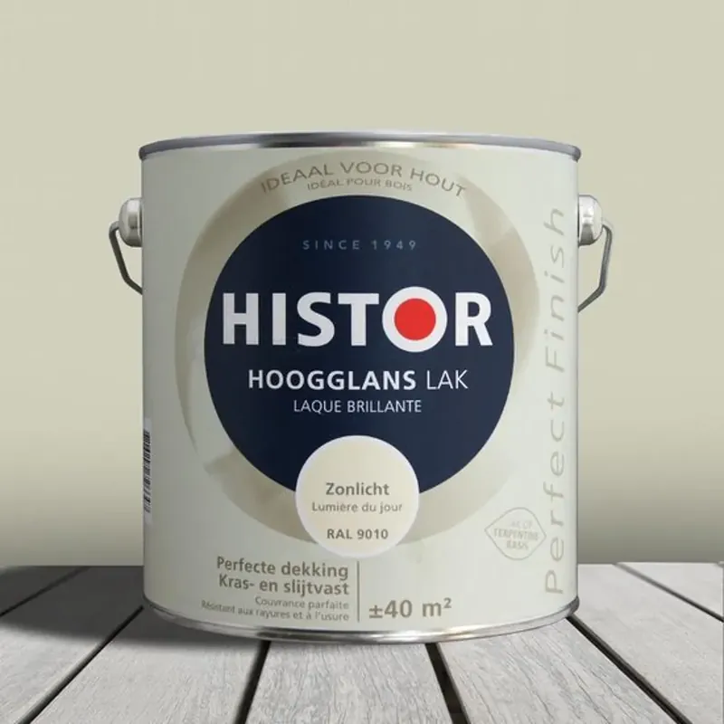 Histor Perfect Finish Alkyd Lak Hoogglans Zonlicht (RAL 9010) Superprijs