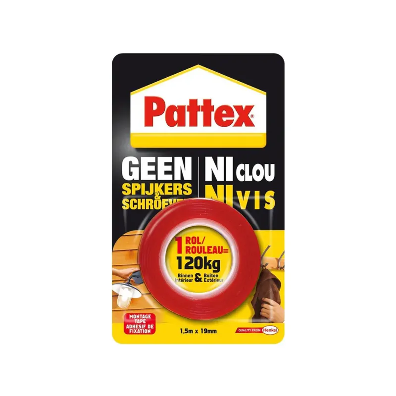 Pattex Geen Spijkers & Schroeven Montagetape Rood Direct Beschikbaar