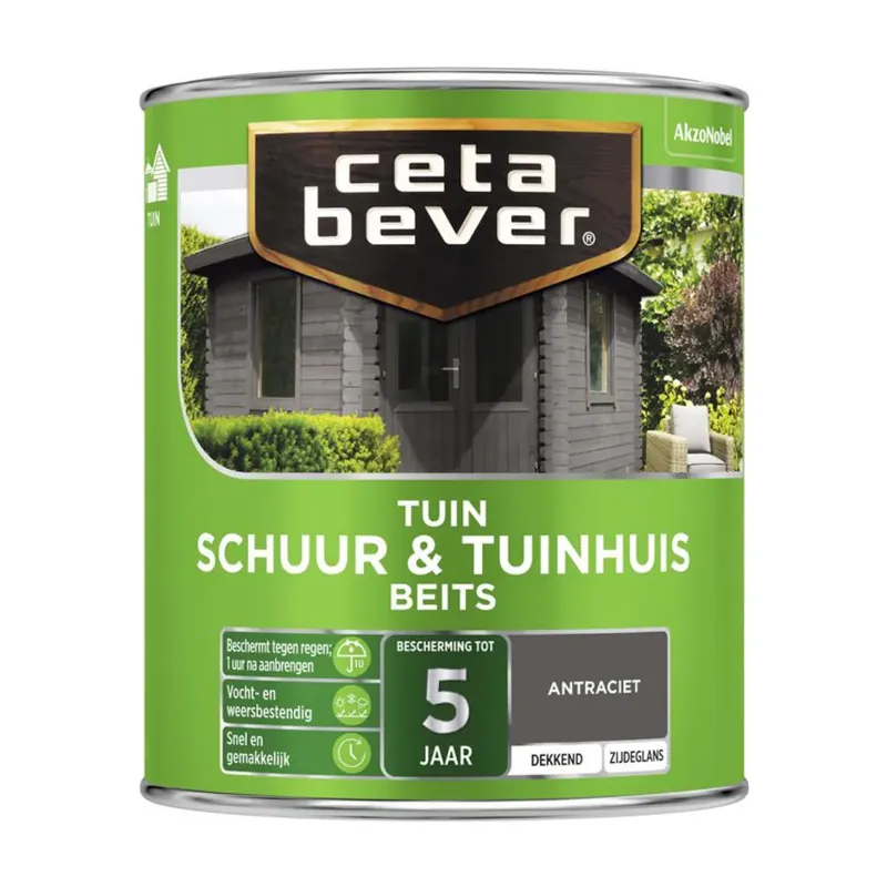 Flitsaanbieding CetaBever Schuur & Tuinhuis Beits Dekkend Antraciet