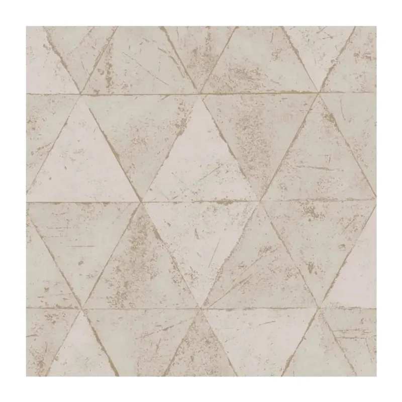 Flitsaanbieding Geometrisch beige/zand vliesbehang met driehoek patroon
