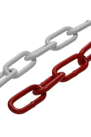 Superprijs Ketting lange schakel rood/wit C60