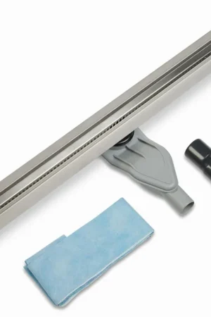 Uitverkoop Blue Label Slimline RVS douchegoot 80 cm met flens, geborsteld RVS rooster SD80VSLBR