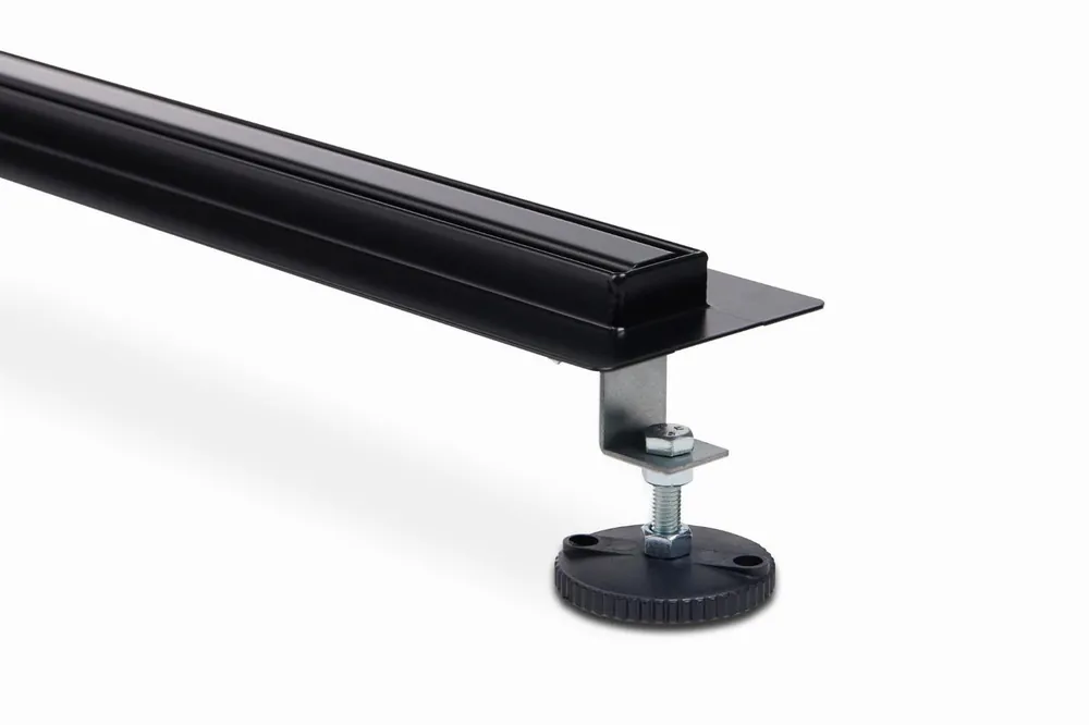 Merkproduct Blue Label Slimline RVS douchegoot 80 cm zwart met flens zwart RVS rooster SD80VSLBL