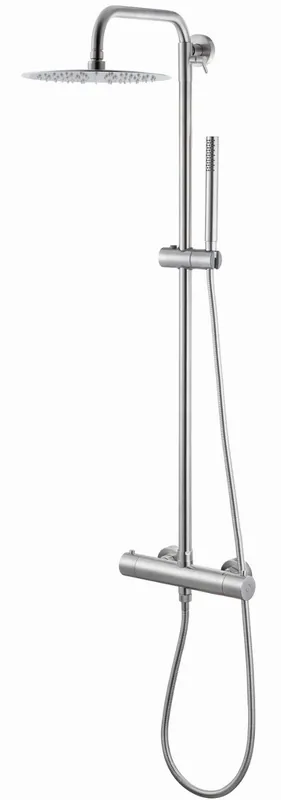 Bestel Nu Blue Label Viborg Steel douchesysteem thermostatisch met hoofddouche 25cm RVS XV08233SLR.AC.005