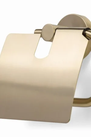 Beperkt Aanbod Blue Label Vida toiletrolhouder met klep geborsteld messing