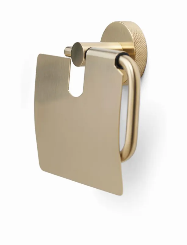 Blue Label Vida Facet toiletrolhouder met klep geborsteld goud Koop Online
