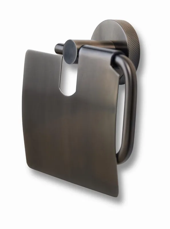 Koopje Blue Label Vida Facet toiletrolhouder met klep gun metal