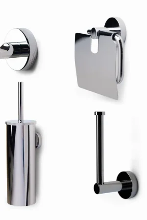 Alleen Vandaag Blue Label Vida Facet toiletset, toiletborstel, toiletrolhouder, reserverolhouder en haakje, chroom