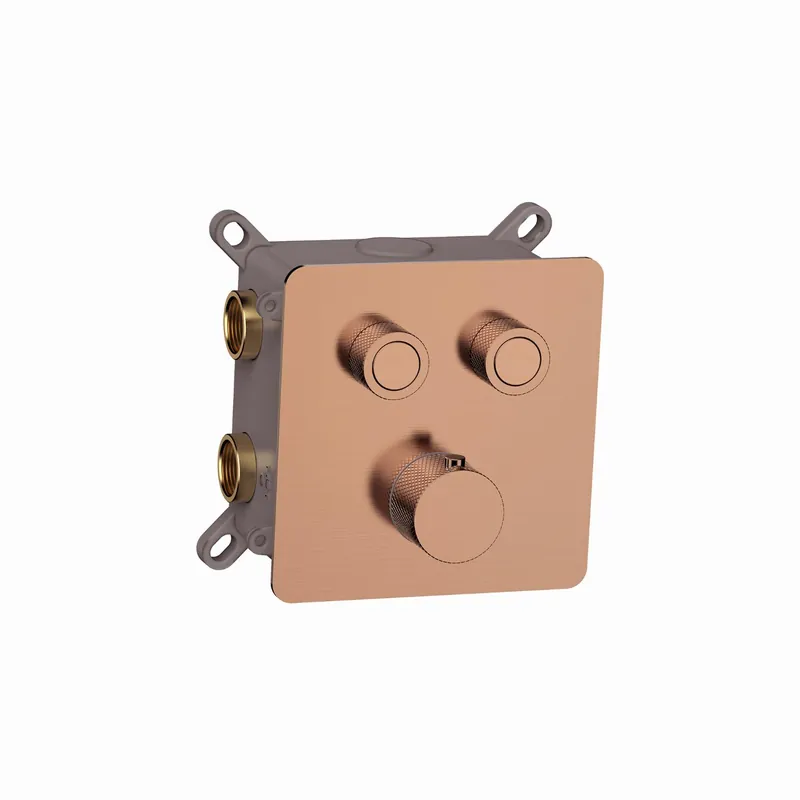 Exclusieve Aanbieding Blue Silkeborg inbouw douchethermostaat met 2-weg omstelling, push control, geborsteld brons FK-ANN-004-BR