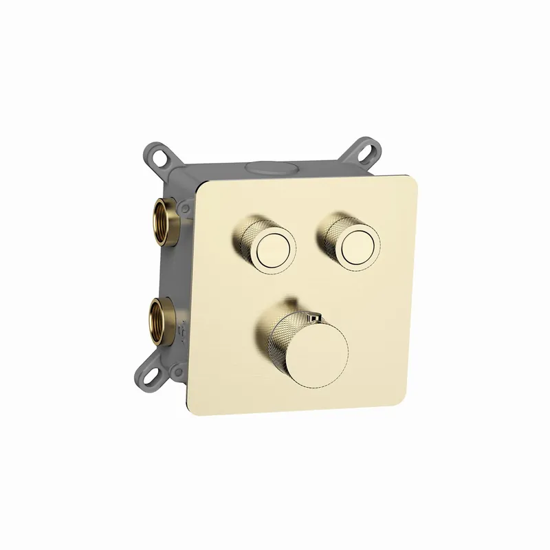 Blue Silkeborg inbouw douchethermostaat met 2-weg omstelling, push control, geborsteld goud FK-ANN-004-BB Beperkt Aanbod