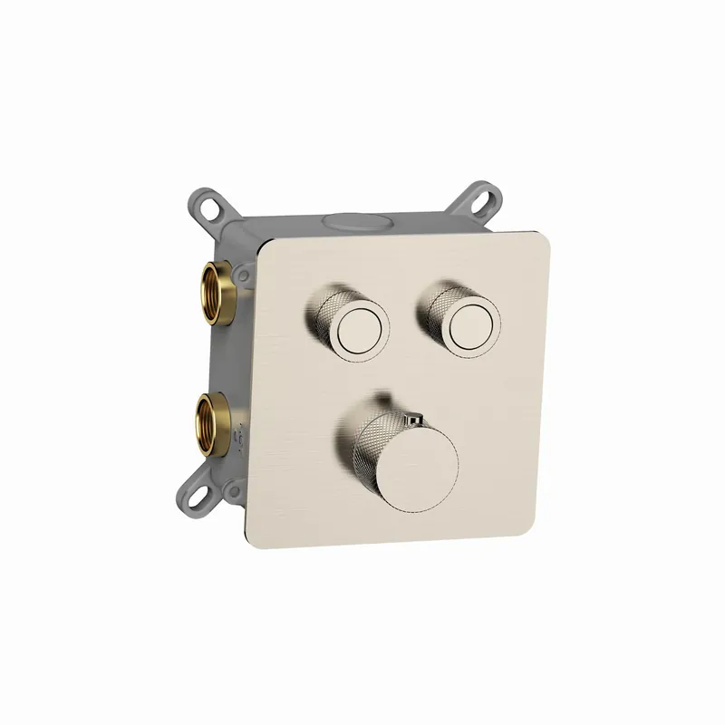 Direct Beschikbaar Blue Silkeborg inbouw douchethermostaat met 2-weg omstelling, push control, geborsteld nikkel FK-ANN-004-BN