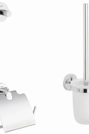 Uitverkoop Grohe Essentials accessoireset 3 in 1 toilet met closetrolhouder, jashaak en closetborstelgarnituur chroom 40407001