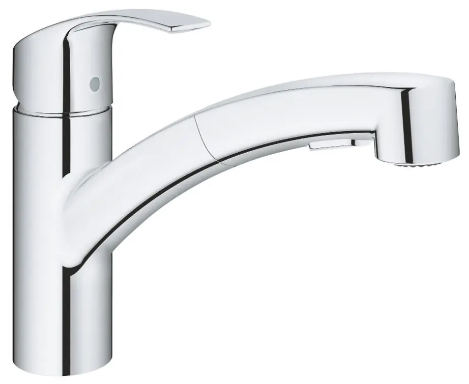 Betaalbaar Grohe Eurosmart keukenkraan m. lage uitloop m. uittrekbare handdouche chroom 30305001