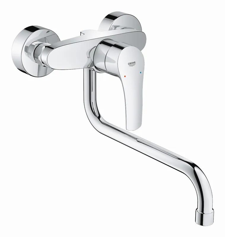 Grohe Eurosmart keukenkraan wandmodel m. koppelingen m. lage draaibare uitloop chroom 32224003 Shop Nu
