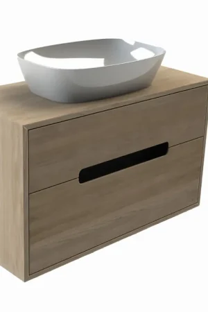 Flitsaanbieding Looox Ester Badkamermeubel Grijs Eiken 140cm voor Opzetkom