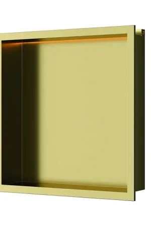 Finale Uitverkoop Luca Sanitair Inbouwnis 30x30x6,5cm in RVS met LED verlichting (3000 kelvin) en transformator IP67 Geborsteld goud PVD