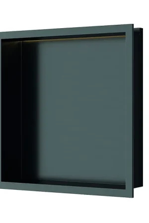 Goedkoop Luca Sanitair Inbouwnis 30x30x6,5cm in RVS met LED verlichting (3000 kelvin) en transformator IP67 Gun metal PVD