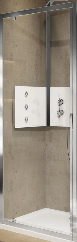 Novellini Lunes 2.0 G douchedeur, draai eendelig, omkeerbaar, veiligheidsglas 5mm, hxb 1950x840-900mm, antikalk, profiel mat chroom Actieprijs