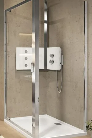 Goedkoop Novellini Lunes 2.0F, Douchewand, rechthoekig, 1950 x 840mm (HxB), profiel mat chroom, 4mm glas helder