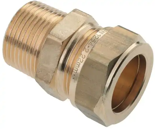 Veilige Betaling Bonfix Knelfitting messing rechte koppeling puntstuk 15mm x 1/2" (knel x buitendraad) 82741
