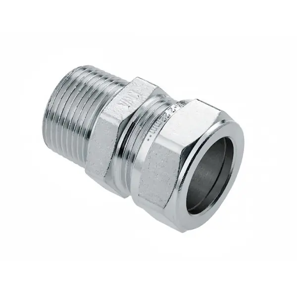 Bonfix knelfitting messing rechte koppeling, puntstuk 22mm x 3/4" vernikkeld (knel x buitendraad) 82743AN Veilige Betaling