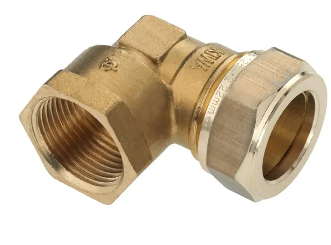 Bonfix Knelfitting, messing, knie koppeling 90gr, 12mm x 3/8" (knel x binnendraad) Koop Vandaag