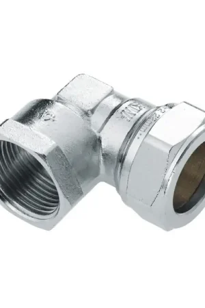 Laatste Versie Bonfix Knelfitting, messing, knie koppeling 90gr, 15mm x 3/4" vernikkeld (knel x binnendraad)