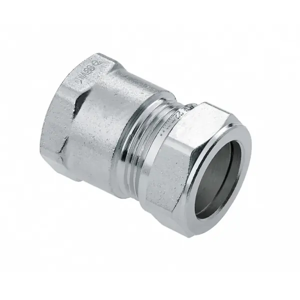 Bonfix Knelfitting, messing, rechte koppeling, schroefbus 15mm x 3/4" vernikkeld (knel x binnendraad) Nu Kopen