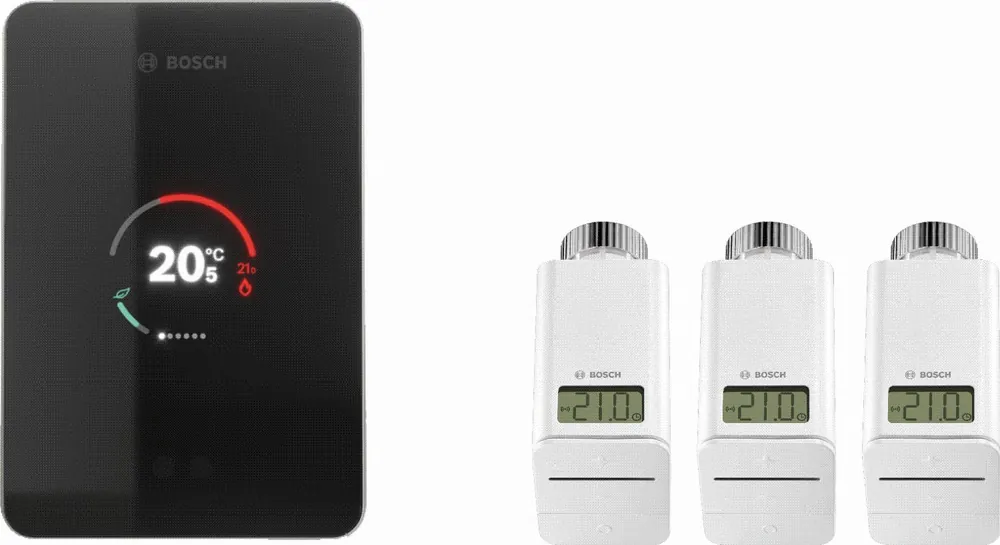 Bosch EasyControl modulerende kamerthermostaat met 3 electronische thermostatische radiatorkranen zwart 7736701394 Koopje