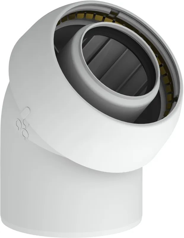 Burgerhout EasySafe concentrisch bocht 44 graden 60/100mm kunststof wit RAL9016 410470876 Laatste Versie