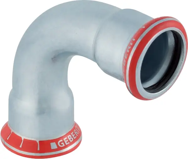 Op = Op Geberit Mapress, Bocht, 90 graden, 1-delig, C-staal, met CIIR afdichtring, 35mm x 35mm (persmof x persmof)