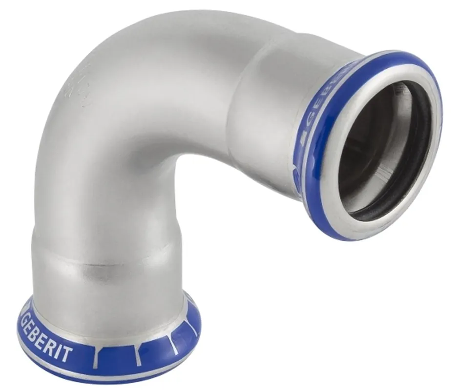 Alleen Vandaag Geberit Mapress, Bocht, 90 graden, 1-delig, RVS 316, met CIIR afdichtring, 12mm x 12mm (persmof x persmof)