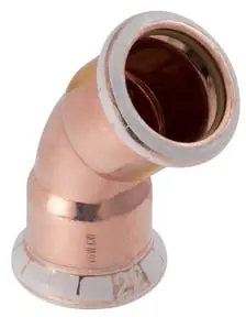Lage Prijs Geberit Mapress, Bocht, gas, 45 graden, 1-delig, koper, met HNBR afdichtring, 35mm x 35mm (persmof x persmof)
