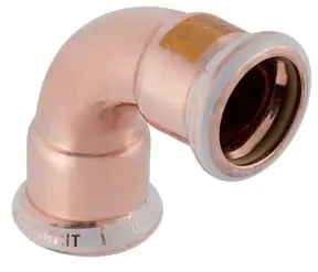 Bestel Nu Geberit Mapress, Bocht, gas, 90 graden, 1-delig, koper, met HNBR afdichtring, 15mm x 15mm (persmof x persmof)