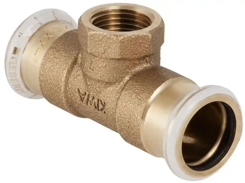 Lage Prijs Geberit Mapress, Overgang T-stuk, 90 graden, brons, met CIIR afdichtring, 28mm x RP3/4" x 28mm (persmof x binnendraad x persmof)