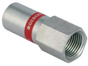 Geberit Mapress, Overgang, recht, 1-delig, C-staal, met CIIR afdichtring, 42mm x RP1/2" (schuifeind x binnendraad) Direct Verzonden